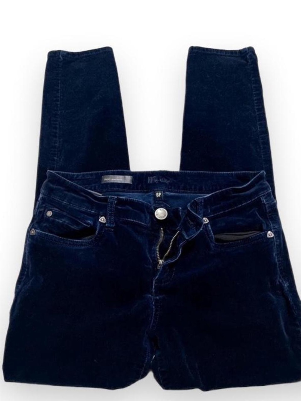 KUT from the Kloth Designer Skinny Velvet Corduroy Pants Blue/Navy 6 Petite